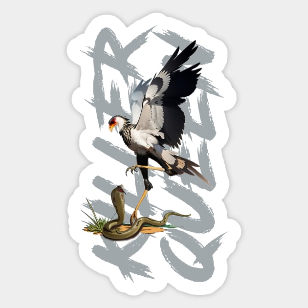 Killer Queen vs Naja - Secretarybird vs Snake Sticker by SergioCoelho_Arts